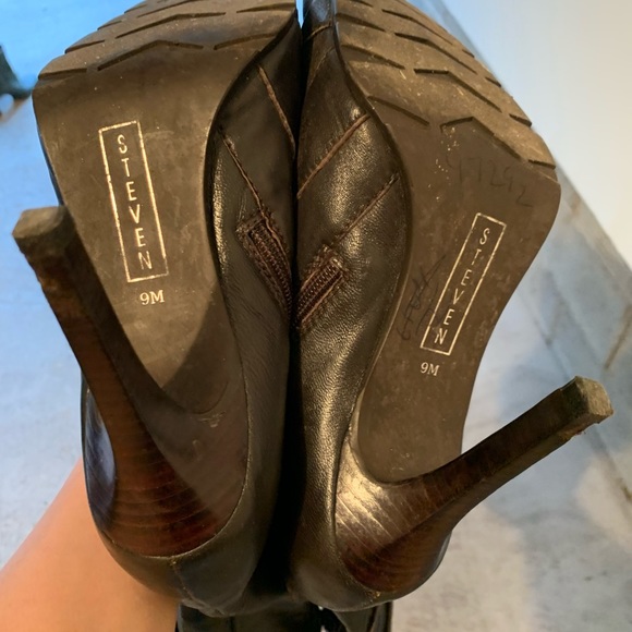 Steven Dark Brown High Heel Booties - Picture 4 of 8